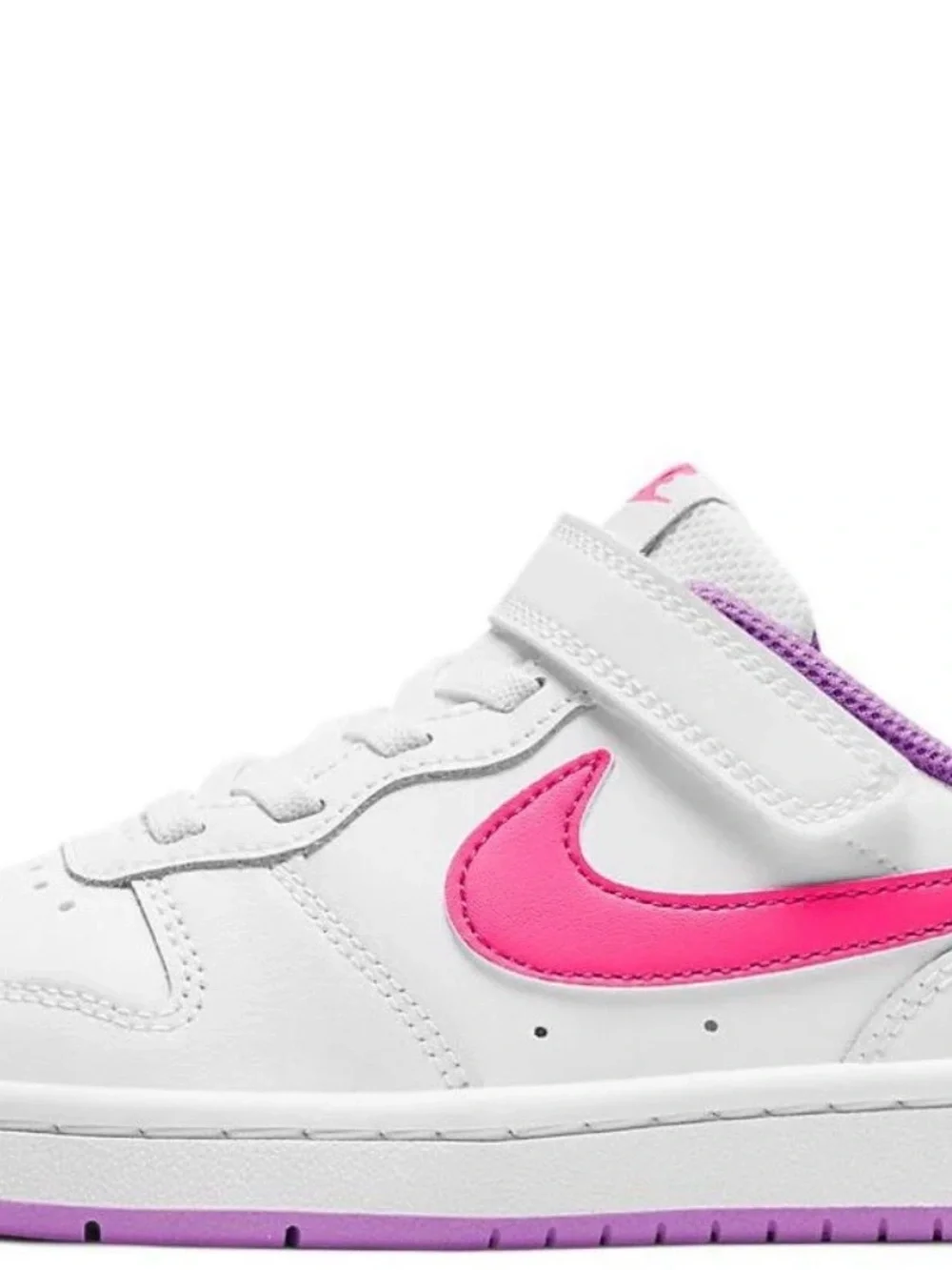 Nike Kids White Sneakers with Pink Accents